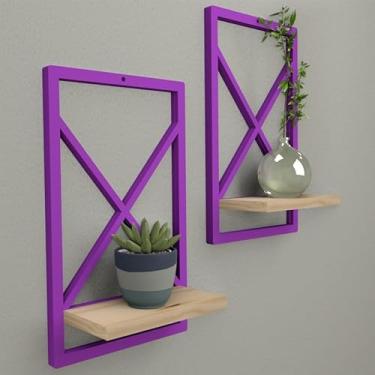 Imagem de Prateleira Estilo Industrial 23x37 cm modelo Ideal para Sala, Quarto, Cozinha e Banheiro(LILAS 23 x 37cm,1)
