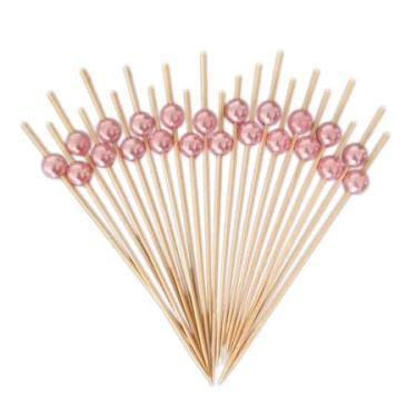 Imagem de Kit 100 Palitos de Bambu para Petiscos 12cm com Ponteira Decorada Ecológicos, Resistentes e Reutilizáveis | APOLLO’S STORE (Rosa)