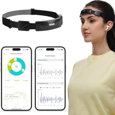 Imagem de Faixa de cabeça de meditação, dispositivos de biofeedback EEG, feedback visual e auditivo em tempo real para treinamento de neurofeedback, monitor de ondas cerebrais | Mede ondas cerebrais alfa, beta