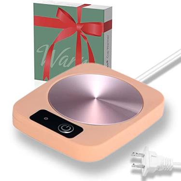 Imagem de Caneca de café aquecedor de copo para café, chá, cacau, leite, comida, frutas, painel de metal de alumínio, seguro confiável, rosa (10 cm x 12,7 cm)