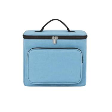 Imagem de Bolsa Térmica Média Portátil, Lancheira com Isolamento Térmico, Poliéster, 4 Divisórias, Alça Ajustável, para Academia, Viagem, Praia, Piquenique (Azul)