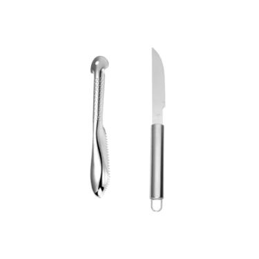 Imagem de Genérico, Espatula Raspador Peixe e Faca Cabo Longo 40cm Aço Inox