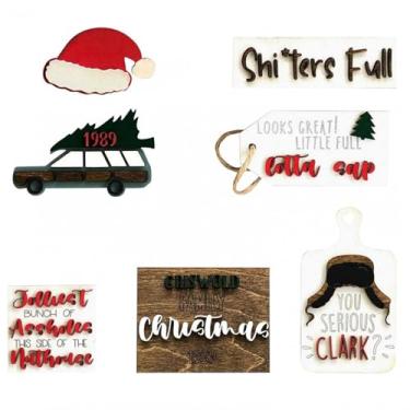 Imagem de ZJchao Decoração de Bandeja Em Camadas de Natal Conjunto de Madeira Adorável para Mesas de Bares de café de Cozinha Em Casa Rústica