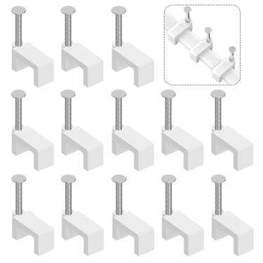 Imagem de 200 peças de clipes de cabo de 8 mm Pregos em clipes de cabo Ethernet planos clipes de parede para cabos tachinhas de cabo coaxial clipes de fio de alto-falante pregos de cabo para cabos Cat5/Cat5e