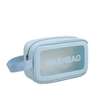 Imagem de Bolsa de higiene transparente para maquiagem, impermeável e à prova de poeira, armazenamento de cosméticos sem esforço, azul, P