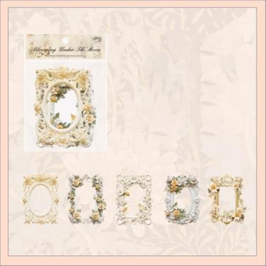 Imagem de 10 molduras de papel de artesanato vintage para scrapbook, janela de flores, moldura de papel decorativo para diário de lixo, suprimentos vintage para scrapbook, kit de fabricação de cartões, molduras