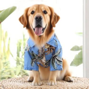 Imagem de Camiseta para animais de estimação, cão, gato, verão, praia, tropical, estampa floral, confortável, leve, para clima quente, roupa de verão, animais de estimação