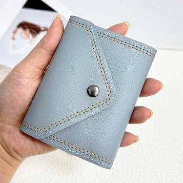 Imagem de Carteira feminina com porta-cartões envelope PU, estilo órgão, vários compartimentos para cartões de crédito com encaixe, portátil para viagens, trabalho, compras (azul)