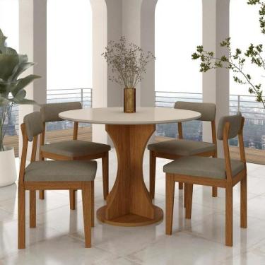 Imagem de Mesa Redonda Cosença Com 4 Cadeiras Estofadas Fre/off/s.capuccin - M.a