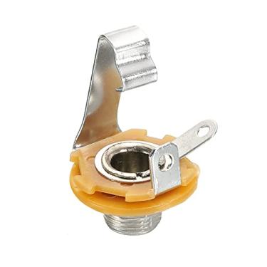 Imagem de Entrada de guitarra Jack estéreo de 1/10.2 cm mono painel soquete de montagem prata para alto-falantes de baixo guitarra pedal