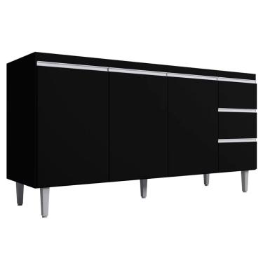Imagem de Balcão Gabinete Cozinha Andreia 3 Portas 150cm S-t Ajl Preto