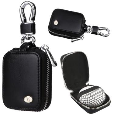 Imagem de Ysnzaq Capa para fone de ouvido, estojo de armazenamento de fone de ouvido para AirPods 4/Pro 3, bolsa de armazenamento universal pequena de couro sintético com zíper com chaveiro para fones de ouvido