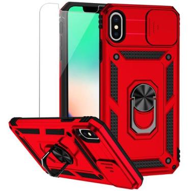 Imagem de Capa de celular M MAIKEZI iPhone XS Max 6,5" de camada dupla vermelha