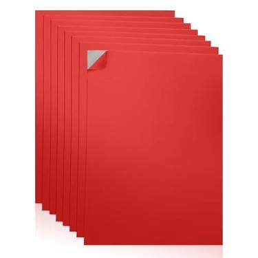 Imagem de Folhas autoadesivas de espuma EVA para artesanato – 2 mm de espessura, 8 folhas vermelhas, 15 x 23 cm, papel de espuma para bricolage, scrapbook e arte infantil.