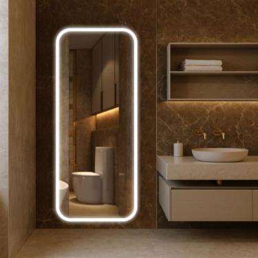 Imagem de Espelho Led Jateado Borda Infinita Luxuoso Sala Banheiro Quarto Hall B