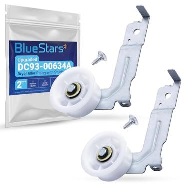 Imagem de [Rolamentos duplos de esferas atualizados] DC93-00634A polia de secadora com clipe resistente da BlueStars – Ajuste exato para secadores Samsung – Substitui DC96-00882B DC96-00882C AP4373659