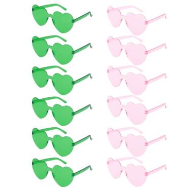 Imagem de AMCAMI 12 pares de óculos de sol em forma de coração para mulheres, óculos coloridos em forma de coração, lembrancinhas de despedida de solteira