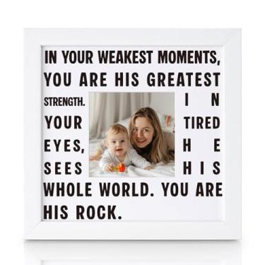 Imagem de THYGIFTREE Presente inspirador para mãe de primeira viagem do marido porta-retrato sentimental Keeps-ake para esposa, chá de bebê, presente pós-parto para mulheres, mães fortes