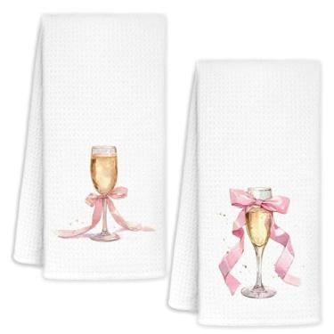 Imagem de YTRGI Conjunto de 2 toalhas de cozinha para presentes de champanhe, presentes para amantes de champanhes, toalhas de chá de bar para decoração de carrinho de cozinha, bar de cozinha, toalha de mão