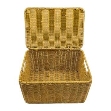 Imagem de Fenteer Cesto organizador de vime, cesto retangular de vime, para guardar roupas e outros objetos no quarto.