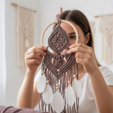 Imagem de Cordão de macramê 3 mm x 100 jardas corda de algodão colorido para pendurar na parede, decoração de casa, cabides de plantas (marrom)