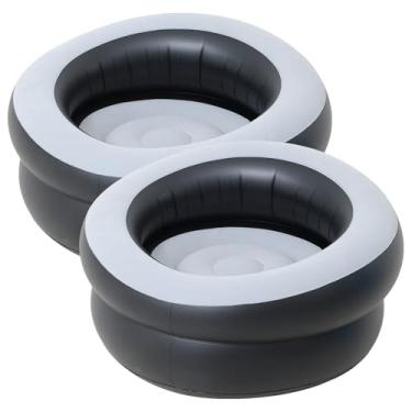 Imagem de Bomba de ar incluída, 2 peças infláveis para sofá, uso ao ar livre e relaxamento, firmeza ajustável, sofá preguiçoso flocado PVC, design ergonômico