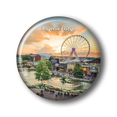 Imagem de Tennessee A Ilha em Pigeon Forge Adesivo Ímã de Geladeira Vidro Cristal 3D Ímãs de Geladeira Pigeon Forge Viagem Cidade Colecionável Lembrança Presentes Decoração de Geladeira
