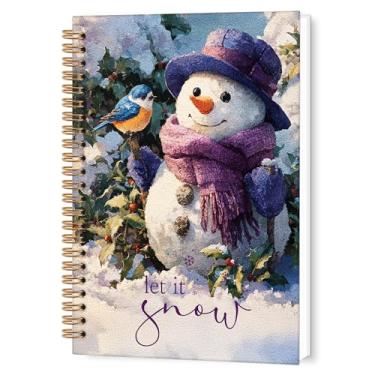 Imagem de TWRVI Caderno espiral de boneco de neve de Natal, Let It Snow, Natal, Natal, faculdade, pautado, material escolar, cadernos de diário de pássaros, boneco de neve Cottagecore, 14 x 21 cm, 164 páginas