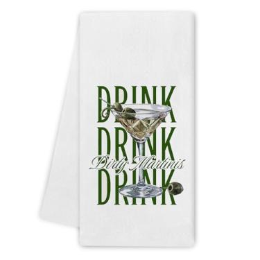Imagem de Noaleviax Toalhas de cozinha Dirty Martini - toalhas de bar para bartenders cozinha, presentes para amantes de martini sujos, toalhas de mão de coquetel engraçadas pano de prato para cozinha banheiro