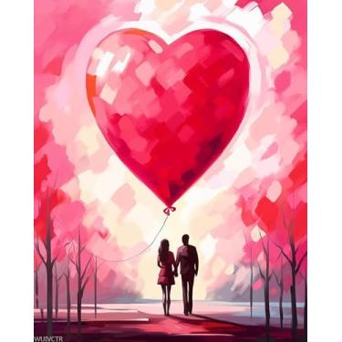 Imagem de Kit de pintura acrílica DIY, dia dos namorados, pintura por número para adultos iniciantes, kit de presente de pintura em tela, decoração de parede para casa, 40 x 50 cm