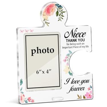 Imagem de XFFJGVR Porta-retrato de sobrinha da tia tio, presentes de sobrinha fofa da tia, presente de aniversário, Natal e casamento para mulheres, meninas, porta-retratos de acrílico, para mesa, foto vertical