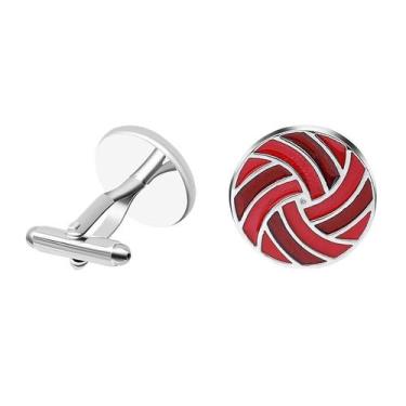 Imagem de Cufflinks genéricos em espiral vermelha e prateada para homens - Yiwei