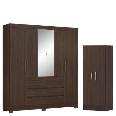 Imagem de Guarda Roupa Casal Cádis Com Multiuso Viena Café - Demóbile