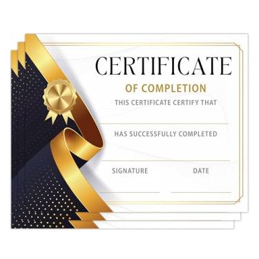 Imagem de Certificado de Conclusão, Papel de Prêmio em Folha Dourada em Branco, Conjunto de 25 Diplomas de Graduação, Certificados de Realização de Treinamento, Reconhecimento para Empregado, Professor