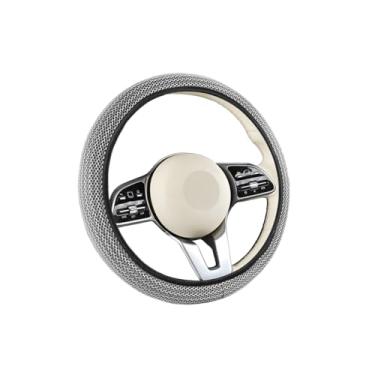 Imagem de Sandfren Capa elástica para volante de carro, protetor de volante macio e respirável de seda gelo, acessórios internos automotivos antiderrapantes, universal para sedan, caminhão, van (tom prateado)