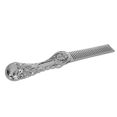 Imagem de ZJchao Pente de Bigode, Pente Dobrável de Barba, Liga de Zinco Dobrável, Evita Estática para Cabeleireiro (Prata)