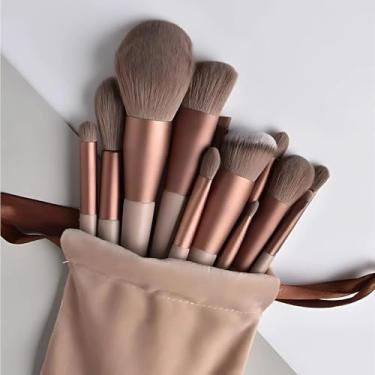 Imagem de Kit 13 Pincéis de Maquiagem Profissional - Cerdas Macias para Rosto e Olhos com Estojo Elegante cor aleatória