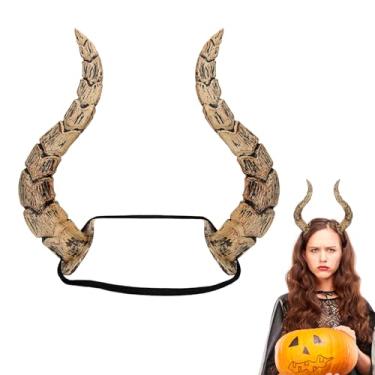 Imagem de Tiara de chifres de malévola, tiara de chifres de dragão demoníaco de Halloween para Halloween, baile de máscaras, festa de aniversário