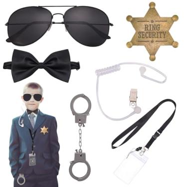 Imagem de Guiqulai Ring Wedding Bearer Set, Include Sunglasses, Handcuffs, Walkie Talkie, Card Holder, Brooch and Bow Tie for Wedding, Stage Kids Role Play