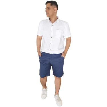Imagem de Bermuda Hering Masculina Chino Sarja Algodão Azul Alfaiataria KTNUAZ2SI-Masculino