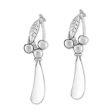 Imagem de Supreme Housewares Conjunto de espalhador de queijo de cereja, espalhadores de manteiga de liga de zinco com alças decorativas para queijo, creme e molhos, prata, 14 cm, conjunto com 2