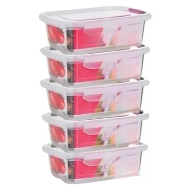 Imagem de Kit 10 Potes Hermeticos Plasticos para Marmitas Fitness e Mantimentos, 800ml, Transparentes, Com Travas Laterais(5 POTES 800ML)