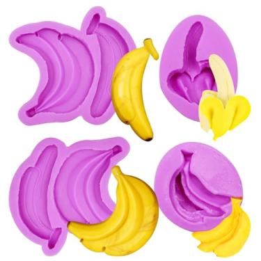 Imagem de Molde de silicone de banana 3D, moldes de fondant para decoração de bolos de frutas, para petiscos de cupcake, cozinha, pão, fazer biscoitos, mousse, amêndoa, açúcar, gesso, argila, resina, conjunto