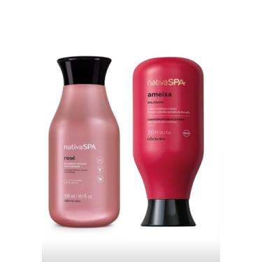 Imagem de NativaSPA Kit Shampoo Rosé Vegano Anti Quebra e Condicionador Ameixa Brilhíssimo, 300ml Cada