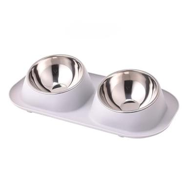 Imagem de Comedouro E Bebedouro Para Animais De EstimaçãO — Design De Camada Dupla, PráTico E HigiêNico(Cinza)