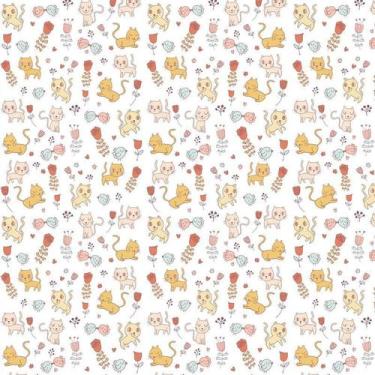 Imagem de Papel De Parede Gatinhos Rosas Passarinhos Autocolante Sala - LRP