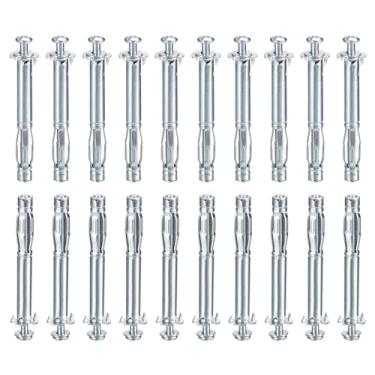 Imagem de DTGN Âncoras de parede ocas M4x60mm - Pacote com 60 - Bom para paredes de gesso de parede oca - Parafusos de âncora de drywall oco de aço carbono, prata
