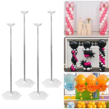Imagem de Kit de suporte de coluna de balão, conjunto de 4, 2 m de metal ajustáv
