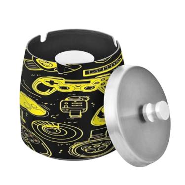 Imagem de Blueangle Cinzeiro colorido para controles de videogame com tampa para cigarros, à prova de vento/chuva, aço inoxidável, sem fumaça, inodoro, cinzeiro para uso interno ou externo (586)