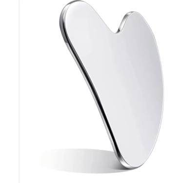 Imagem de Pedra Gua Sha Inox Profissional – Massageador Facial e Corporal Anatômico, Drenagem Linfática e Lifting Natural, Aço Inoxidável Médico, Reutilizável e Higiênico (Inclui Bolsinha Protetora)